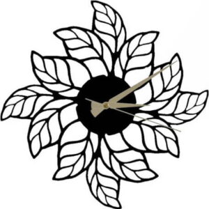 Černé nástěnné hodiny Glozis Leaves Clock