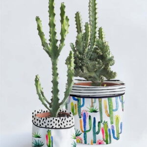 Sada 2 textilních obalů na květináč Surdic Watercolor Cactus. Nejlepší vtipy na světě na každý den.